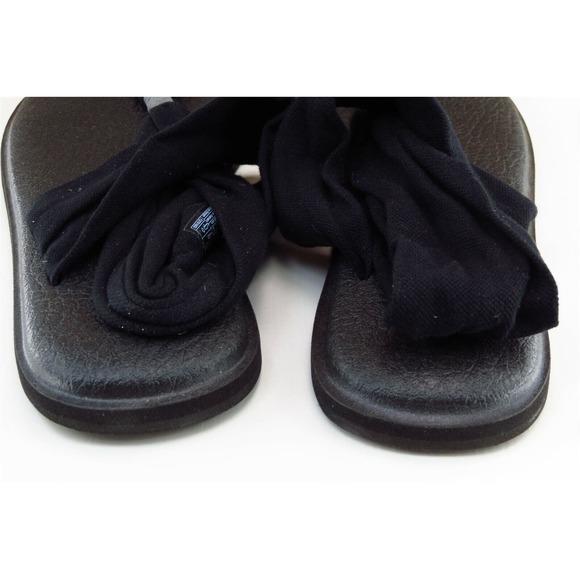 Sanuk Sz 9‎ M Black Slingback Fabric Women Sandals SWS10001 - Picture 5 of 8